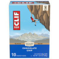 CLIF CLIF BAR - Chocolate Chip - Made with Organic Oats - 10g Protein - Non-GMO - Plant Based - Energy Bars - 2.4 oz. (10 Pack)