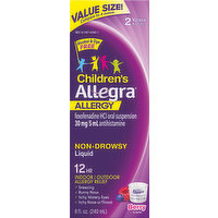 Allegra Allergy, Children's, Non-Drowsy, 12 Hr, Berry Flavor, Liquid, Value Size