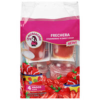 La Michoacana Frozen Sorbet & Fruit Cups, Strawberries 'N Sweet Cream - 4 Each 