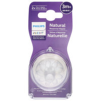 Philips Baby Bottle Nipple, Natural, 3m+ - 2 Each 