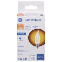 GE Light Bulbs, LED CAC, Soft White, Classic Shape, 4 Watts, 2 Pack