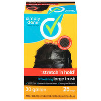 Simply Done Trash Bag, Drawstring, Large, 30 Gallon 28 ea