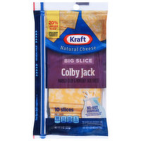 Kraft Cheese Slices, Natural, Colby Jack, Big Slice - 10 Each