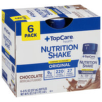 TopCare Nutrition Shake, Chocolate, Original, 6 Pack