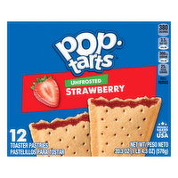 Pop-Tarts Toaster Pastries, Unfrosted, Strawberry, Value Pack - 12 Each 