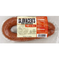 Slovaceks Smoked Sausage, Hickory, Pork & Beef - 14 Ounce 