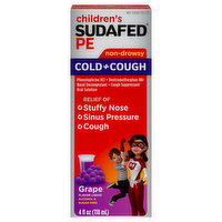 Sudafed PE Cold+Cough, Grape Flavor Liquid, Non-Drowsy - 4 Fluid ounce