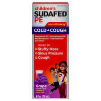 Sudafed PE Cold+Cough, Grape Flavor Liquid, Non-Drowsy - 4 Fluid ounce 