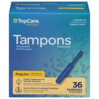 TopCare Tampons, Plastic Applicator, Regular Absorbency, Unscented