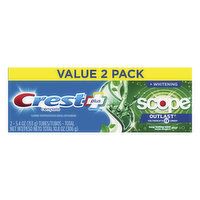 Crest Toothpaste, Fluoride, Long Lasting Mint, Scope Outlast + Whitening, Value 2 Pack