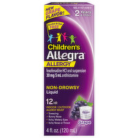 Allegra Allergy Relief, Non-Drowsy, Children's, Grape Flavor, Liquid, 2 Years & Older - 4 Fluid ounce 