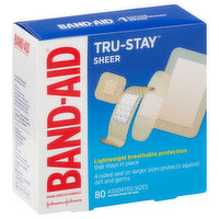 Band-Aid Bandages, Tru-Stay Sheer, Assorted Sizes - 80 Each 