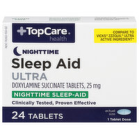 TopCare Sleep Aid, Nighttime, Ultra, 25 mg, Tablets - 24 Each 