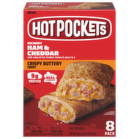 Hot Pockets Sandwiches, Crispy Buttery Crust, Hickory Ham & Cheddar, 8 Pack - 8 Each 