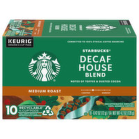 Starbucks Coffee, Ground, Medium Roast, House Blend, Decaf, K-Cup Pods - 10 Each