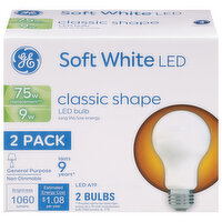 GE Light Bulbs, LED, Classic Shape, Soft White, 9 Watts, 2 Pack