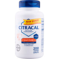 Citracal Calcium Citrate + D3, Petites, Coated Caplets - 200 Each 