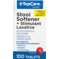 TopCare Stool Softener + Stimulant Laxative, Tablets - 100 Each 