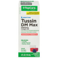 TopCare Tussin DM Max, Maximum Strength, Nighttime, Raspberry, Blackberry & Menthol Flavor - 4 Fluid ounce 