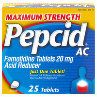 Pepcid Acid Reducer, Maximum Strength, 20 mg, Tablets - 25 Each 