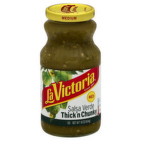 La Victoria Salsa Verde, Thick'n Chunky, Medium - 16 Ounce 