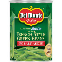 Del Monte Green Beans, No Salt Added, French Style - 14.5 Ounce 