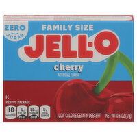 Jell-O Gelatin Dessert, Zero Sugar, Low Calorie, Cherry, Family Size