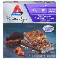 Atkins Dessert Bar, Chocolate Caramel Fudge, Treat - 5 Each 