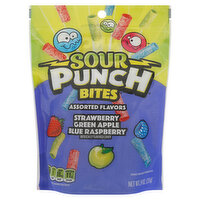 Sour Punch Bites, Assorted Fruit Flavors Chewy Candy, Resealable Bag