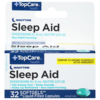 TopCare Sleep Aid, Nighttime, 50 mg, Softgels - 32 Each 