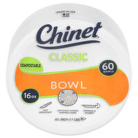 Chinet Bowls, Compostable, 16 Ounce - 60 Each 