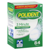 Polident Denture Cleanser, Antibacterial, 3 Minute, Triple Mint Freshness, Tablets - 84 Each 