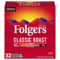 Folgers Coffee, Medium, Classic Roast, K-Cup Pods - 32 Each