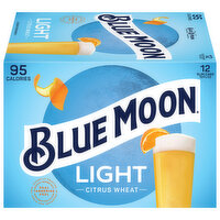 Blue Moon Beer, Citrus Wheat, Light - 12 Each 