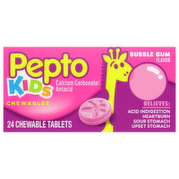Pepto Calcium Carbonate/Antacid, Bubble Gum, Chewable Tablets - 24 Each 