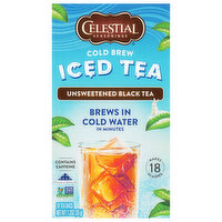 Celestial Seasonings Iced Tea, Unsweetened Black, Cold Brew, Bags - 18 Each 