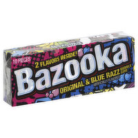 Bazooka Bubble Gum, Original & Blue Razz - 10 Each