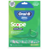Oral-B Glide Mint Dental Floss Picks with Long Lasting Scope Flavor, 75 Picks - 75 Each 