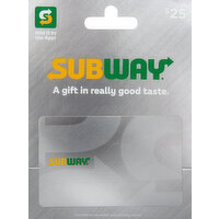 Subway Gift Card, $25