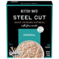 Better Oats Oatmeal, with Flax Seeds, Quick Cooking, Steel Cut, Original - 10 Each 