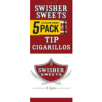 Swisher Sweets Cigarillos, Tip - 5 Each 