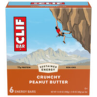 CLIF CLIF BAR - Crunchy Peanut Butter - Made with Organic Oats - 11g Protein - Non-GMO - Plant Based - Energy Bars - 2.4 oz. (6 Pack) - 14.4 Ounce 