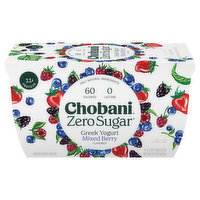 Chobani Yogurt-Cultured, Zero Sugar, Mixed Berry - 4 Each