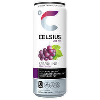 Celsius Energy Drink, Grape Rush, Sparkling - 12 Fluid ounce 