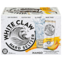 White Claw Hard Seltzer, Mango, Spiked, 12 Pack - 12 Each 