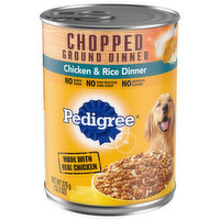 Pedigree Food for Dogs, Chicken & Rice Dinner, Chopped Ground Dinner - 13.2 Ounce