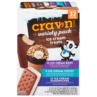 Crav'n Flavor Ice Cream Treats, Variety Pack - 32 Each 