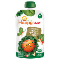 Happy Baby Apples, Spinach & Kale, Organic, 2 (6+ Months) - 4 Ounce 