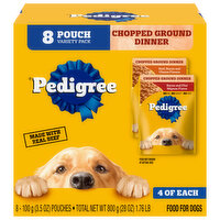 Pedigree Food for Dogs, Chopped Ground Dinner, Assorted, Variety Pack - 8 Each 