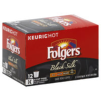 Folgers Coffee, Dark Roast, Black Silk, K-Cup Pods - 12 Each 